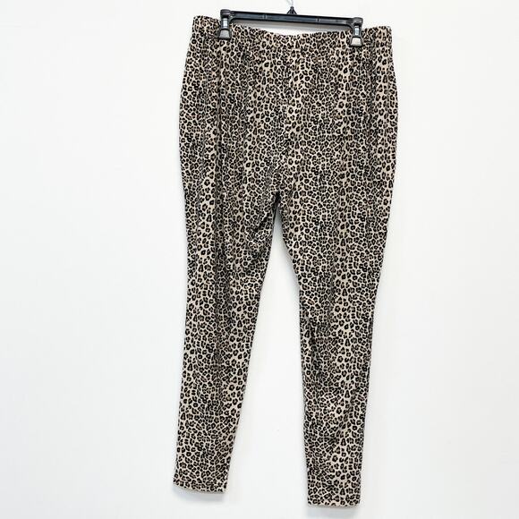 Muk Luks Women's 1X Brown Cheetah Print Dream Knit Stretch Legging Pull On Pants - Picture 2 of 5